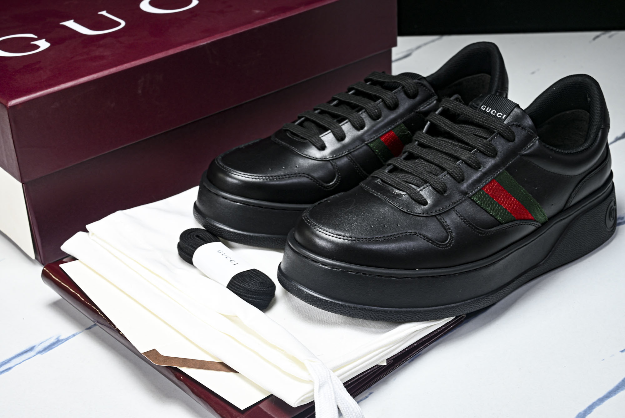 [X2] 구찌 청키 웹 스니커즈 블랙