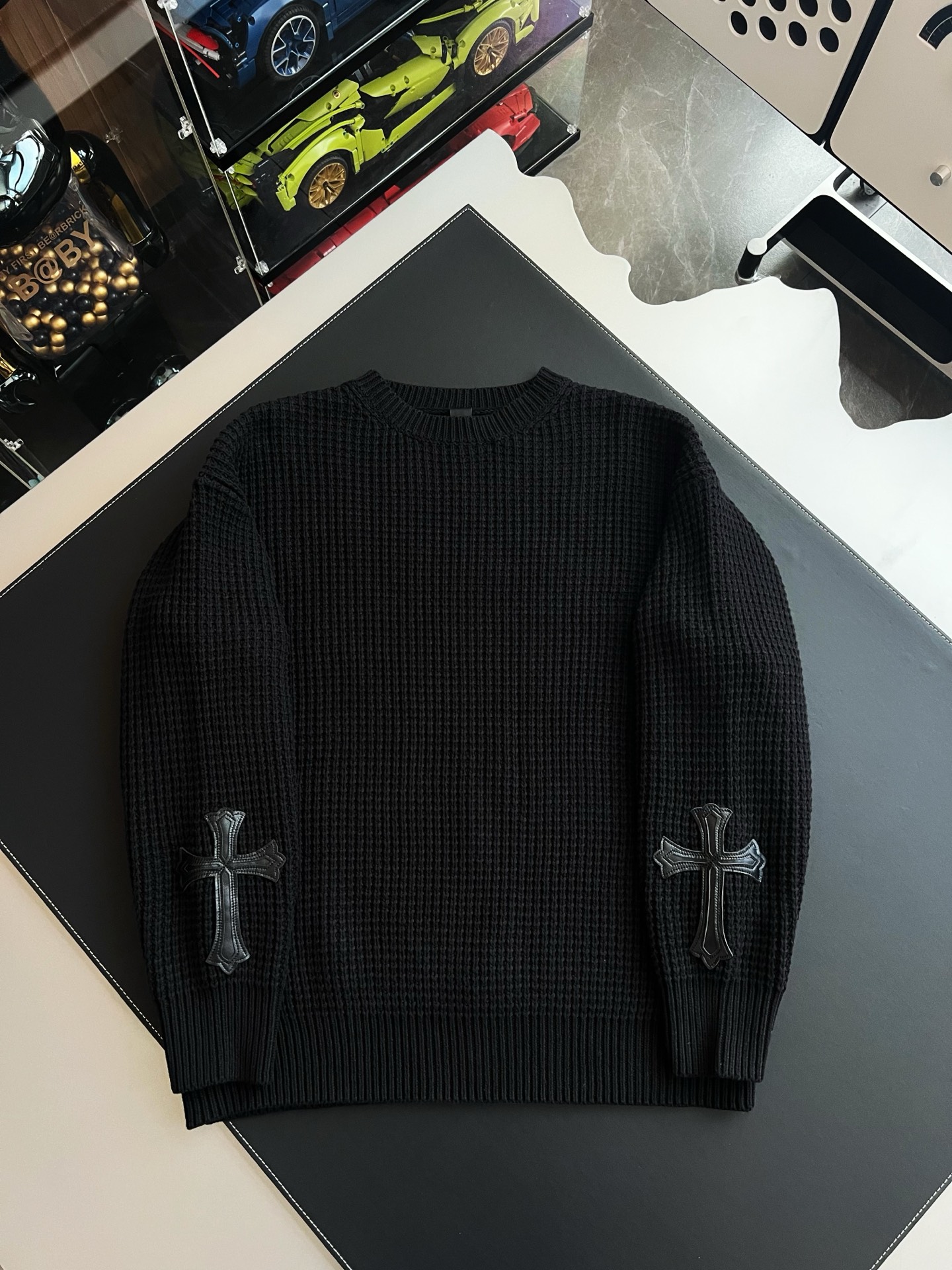 [마스터샵] 크롬하츠 와플 크로스 패치 니트