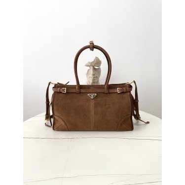 [블랙프레임] 프라다 보니 스웨이드 토트백 라지 브라운 1BA433 38*24*12
