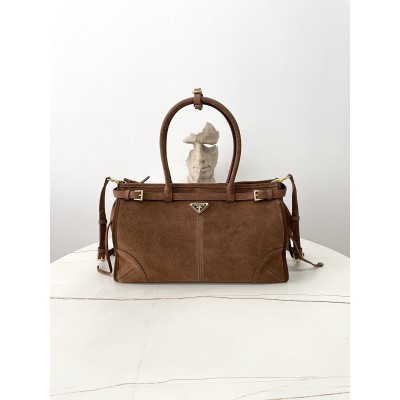 [블랙프레임] 프라다 보니 스웨이드 토트백 라지 브라운 1BA433 38*24*12