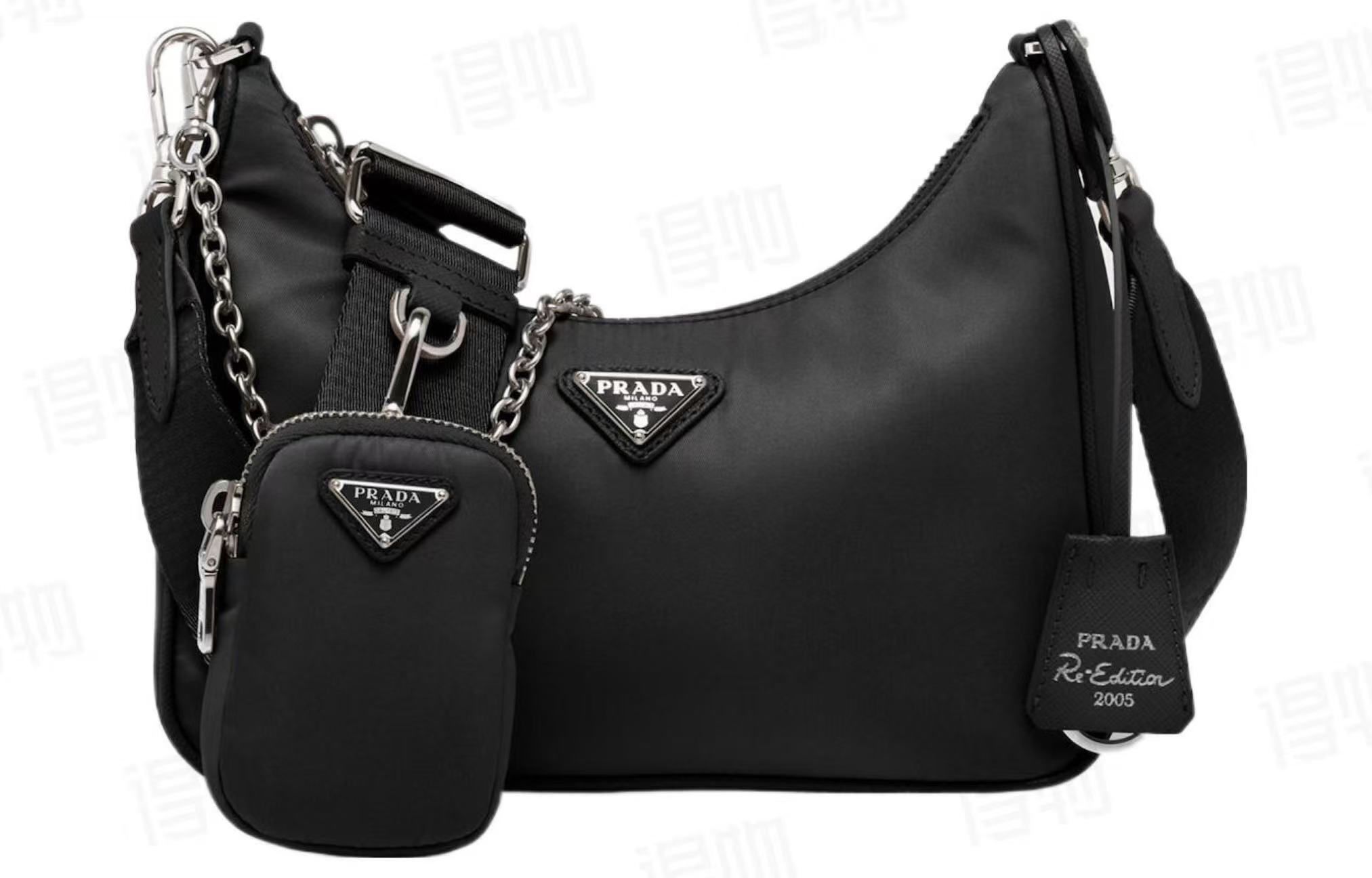 [사슬공장] 프라다 리에디션 사피아노 가죽 트리밍 리나일론 숄더백 1BH204