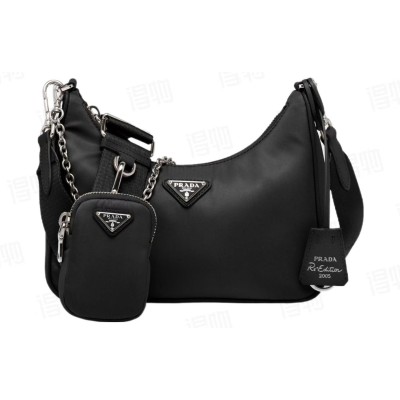 [사슬공장] 프라다 리에디션 사피아노 가죽 트리밍 리나일론 숄더백 1BH204